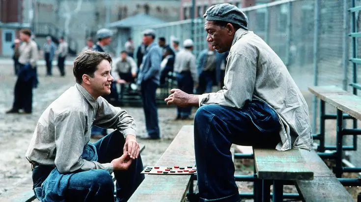 <p> Based on Stephen King's novella Rita Hayworth and Shawshank Redemption, this film, directed by Frank Darabont, has gained a reputation as one of the greatest movies of all time. The story follows Andy Dufresne, portrayed by Tim Robbins, as he navigates life in Shawshank State Penitentiary after being wrongfully convicted of murder. The film's exploration of hope, friendship, and resilience is beautifully portrayed through its characters and their relationships. With standout performances from Robbins and Morgan Freeman, the adaptation transcends its source material, transforming a relatively short novella into a compelling, character-driven narrative that resonates deeply with viewers. </p> :: Pinterest