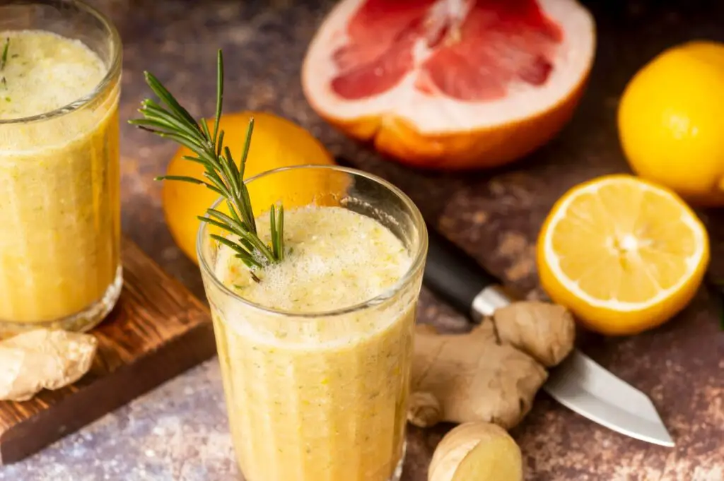 <p> This Citrus Ginger Detox Smoothie is a refreshing and hydrating option to start your day. The citrus fruits like oranges, lemons, and grapefruit are packed with vitamin C, which supports your immune system and helps you feel more energized. Ginger adds a bit of spice and has anti-inflammatory properties, which can help with digestion. A handful of spinach adds extra fiber and nutrients, making this smoothie a great way to kickstart your metabolism and get a boost of energy. The combination of citrus and ginger gives it a fresh, zingy flavor that’s perfect for mornings when you need something bright and invigorating. </p> :: Freepik