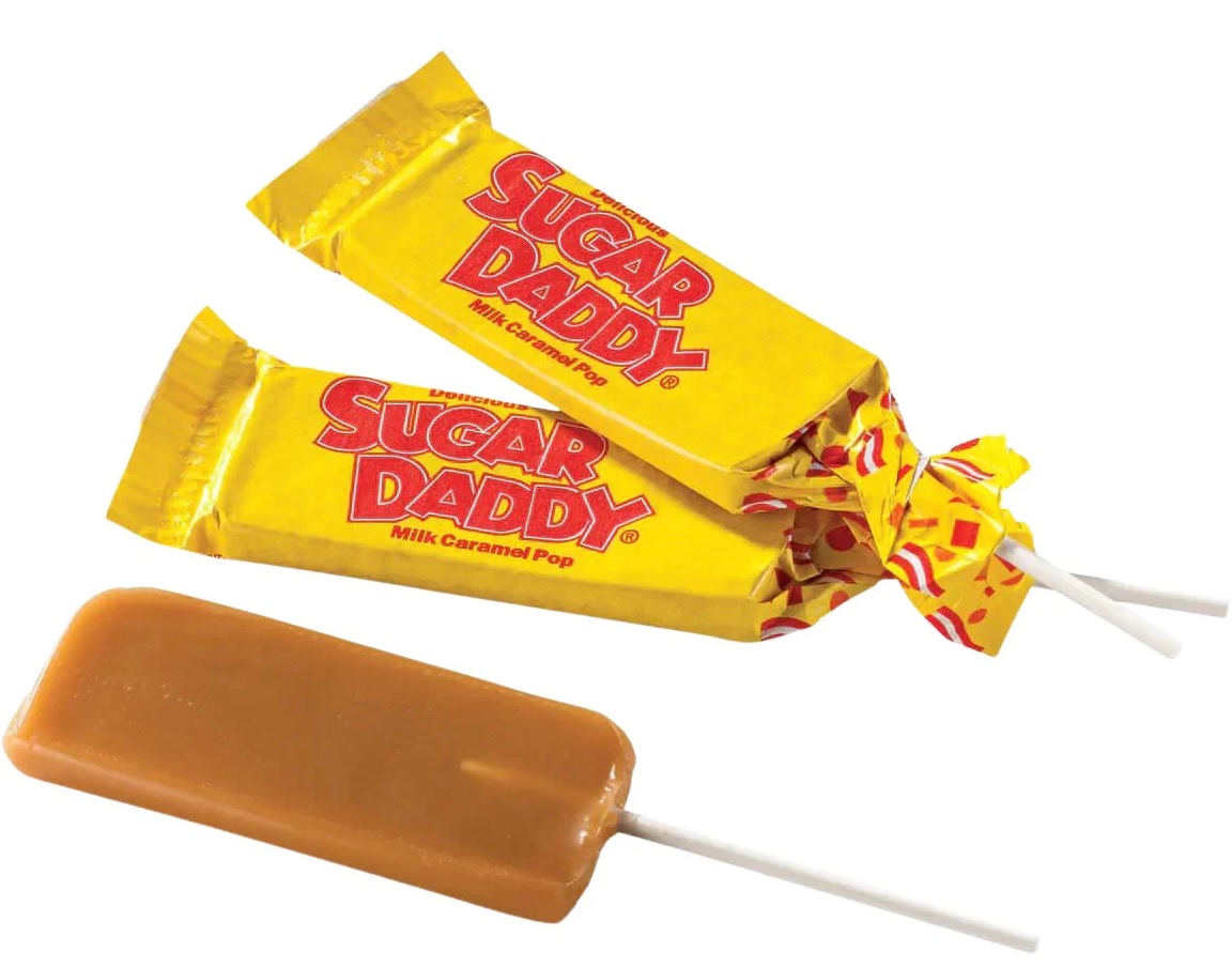 <p>First introduced in 1925, Sugar Daddy is a long-lasting, caramel lollipop that provides a sweet, chewy treat. Its distinctive red and yellow packaging makes it instantly recognizable.</p> ::candycarrollton.com